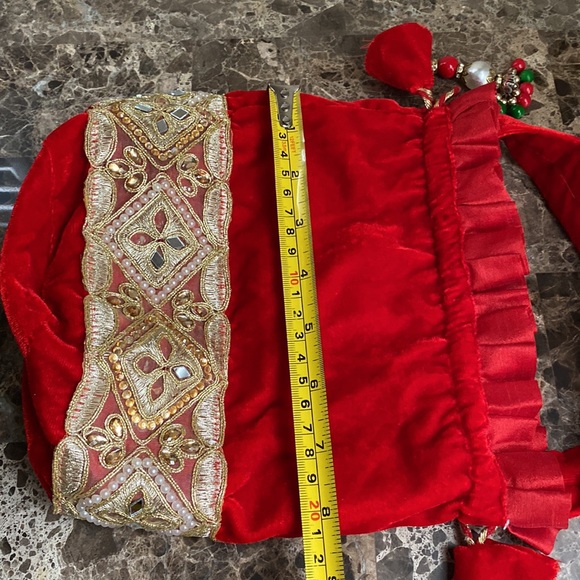 Handmade Red Velvet Potly Bag - Picture 9 of 14